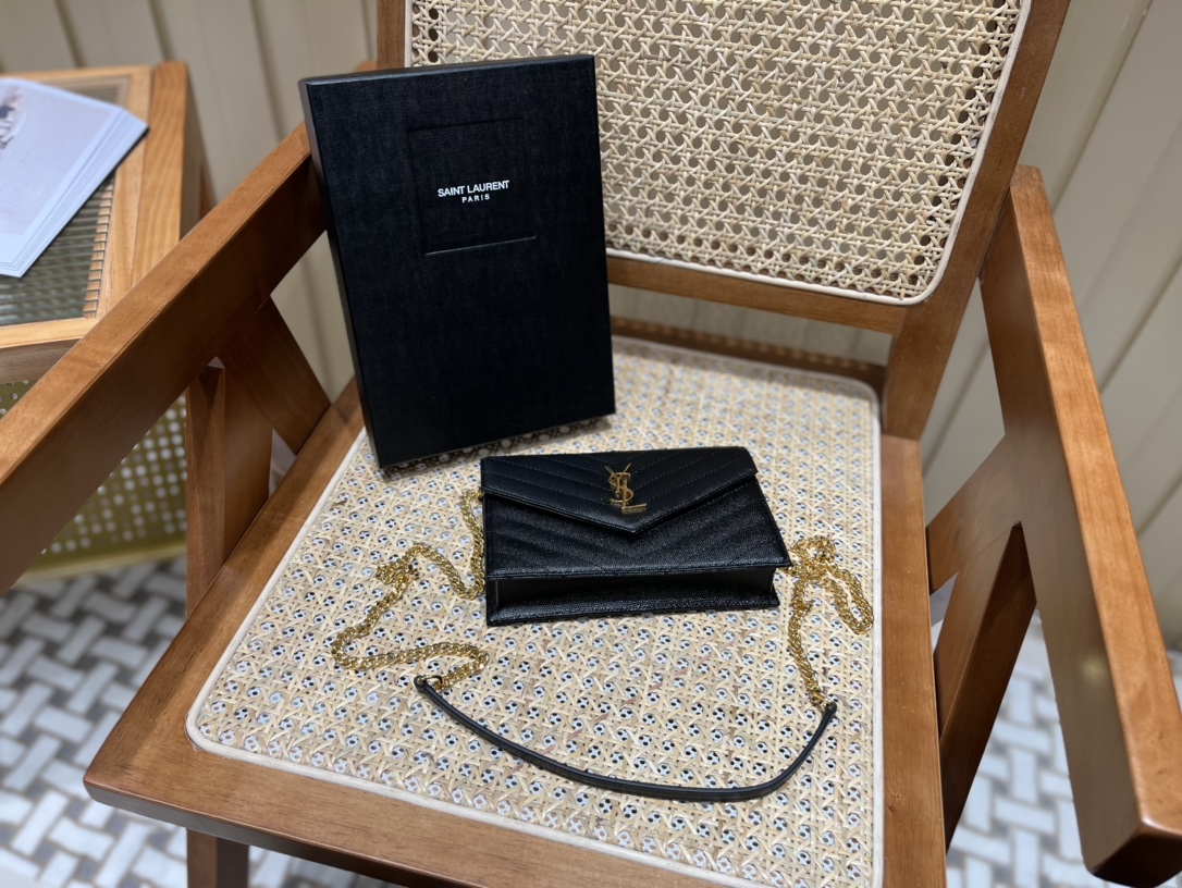 Saint laurent Ysl woc小号信封包 393953黑色金扣
