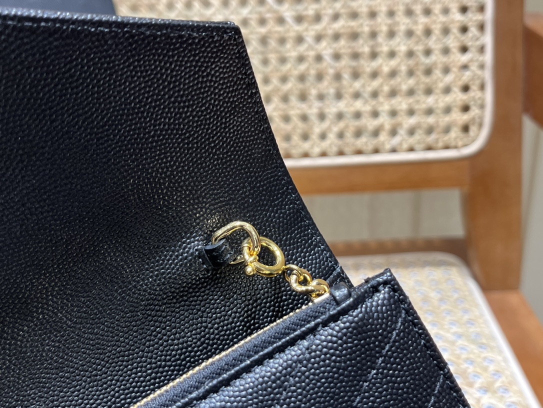 Saint laurent Ysl woc小号信封包 393953黑色金扣