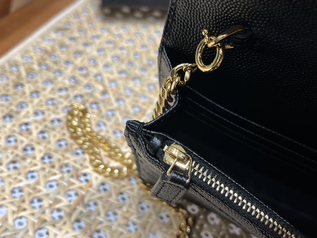 Saint laurent Ysl woc小号信封包 393953黑色金扣