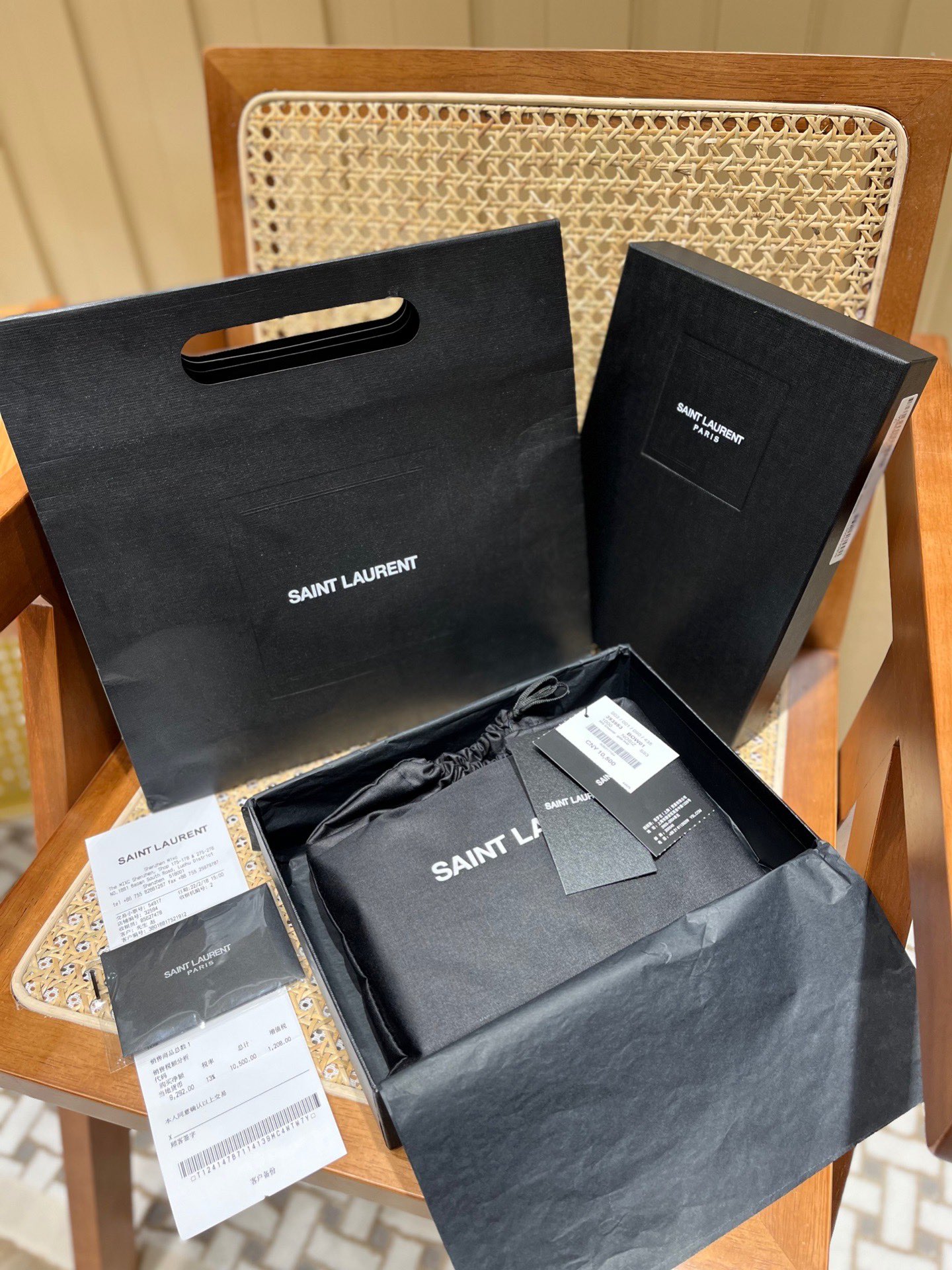 Saint laurent Ysl woc小号信封包 393953黑色金扣