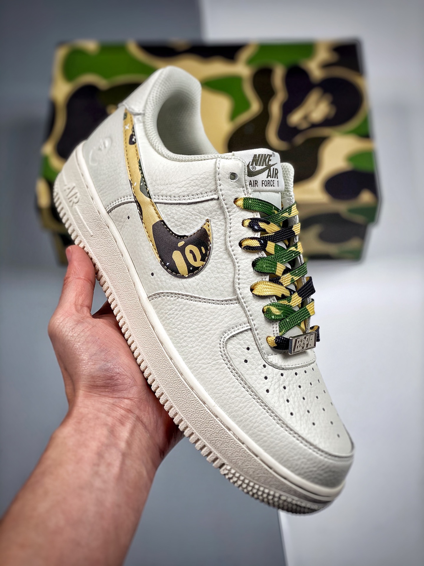 Marca del padrino de la moda nigo, Bape×Nike Air Force 1 Low "camuflaje", zapatilla casual de caña baja, cuero personal…