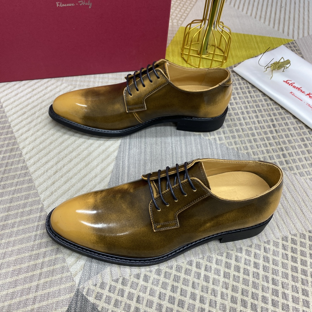 K0  Ferragamo-菲拉格慕 高端官网同步 顶级代加工厂严格工序 釆用进口牛皮擦色面料 牛皮内里 原版大底 绅士高档风所拥有