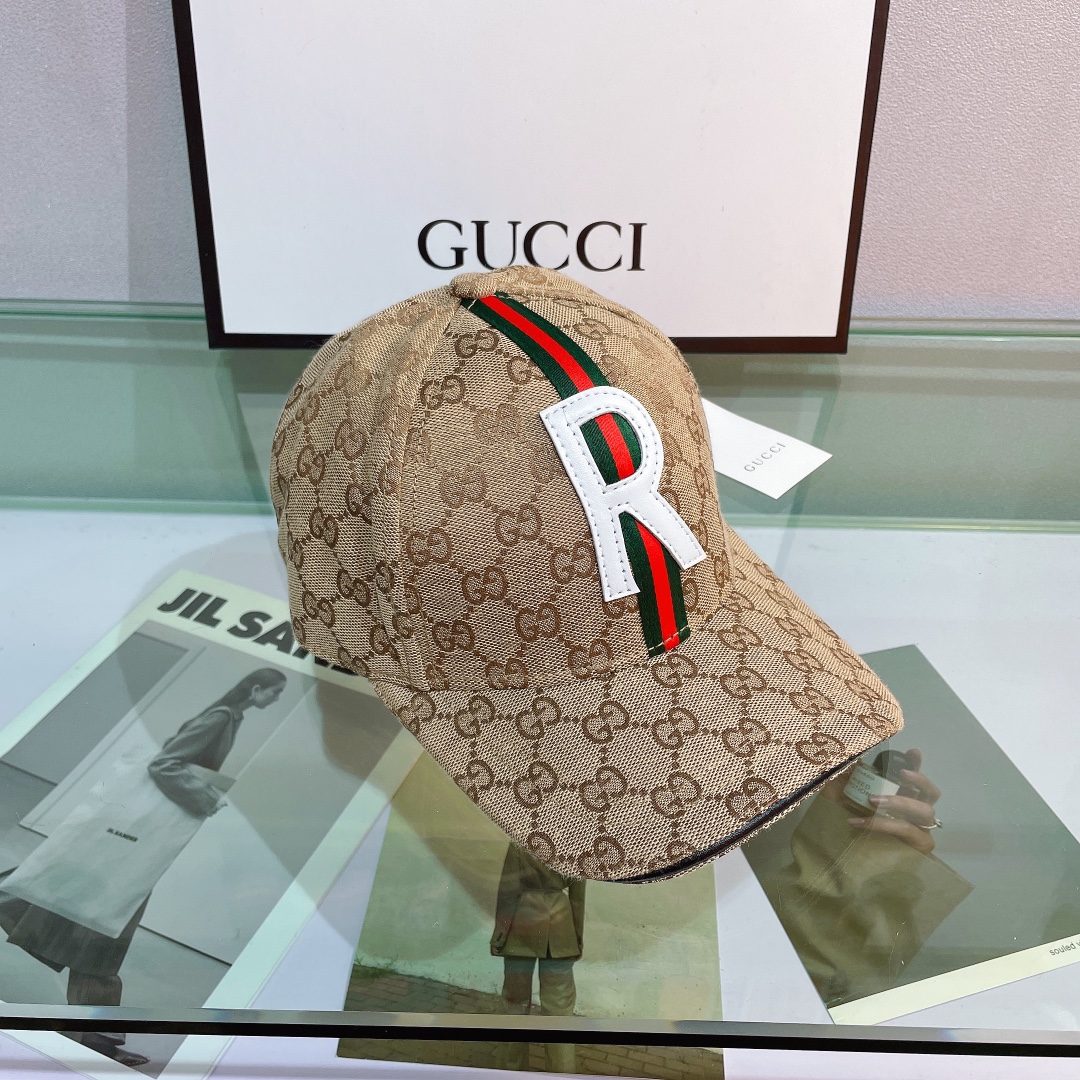 Gucci古奇原版帆布料+头层牛皮经典语录原单棒球帽