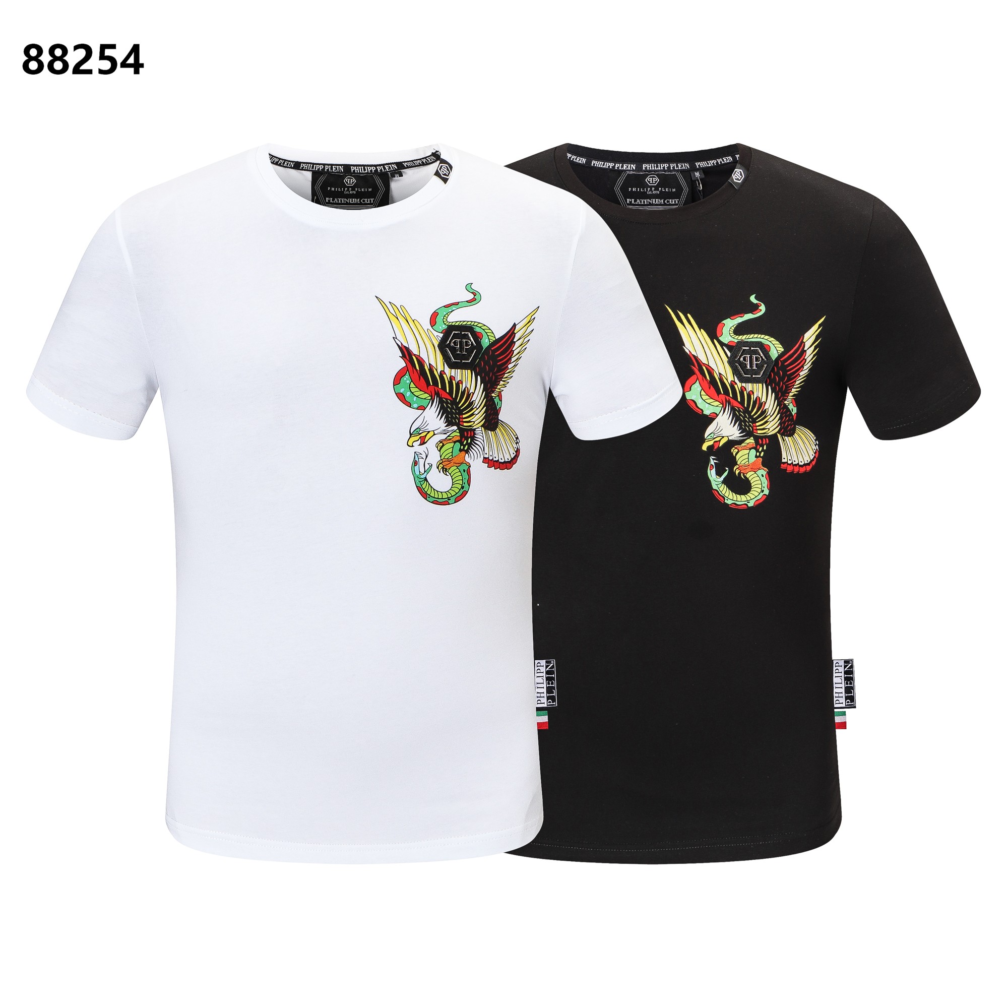 Philipp Plein Clothing T-Shirt Black White Men Spring/Summer Collection Short Sleeve