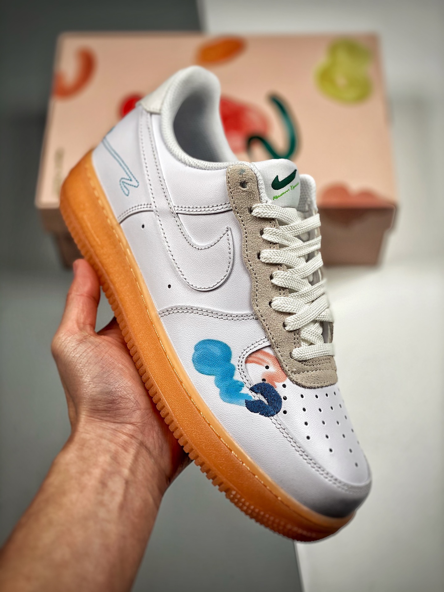 Nike Flyleather Air Force 1 Low '07 graffiti pintado a mano, zapatilla casual de caña baja Air Force One, cuero persona…