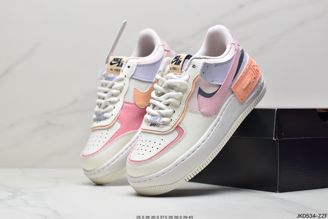 160 公司级Air Force 1 Shadow 白蓝粉轻量增高低帮百搭板鞋”拼接马卡龙” CI0919-106