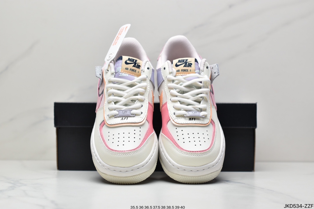 160 公司级Air Force 1 Shadow 白蓝粉轻量增高低帮百搭板鞋”拼接马卡龙” CI0919-106