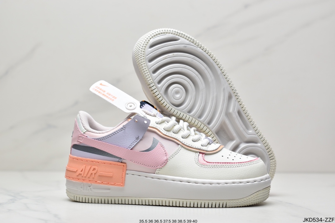 160 公司级Air Force 1 Shadow 白蓝粉轻量增高低帮百搭板鞋”拼接马卡龙” CI0919-106
