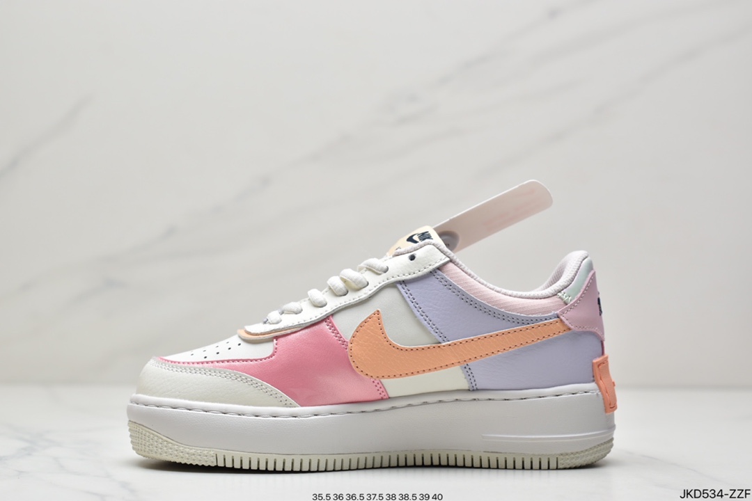 160 公司级Air Force 1 Shadow 白蓝粉轻量增高低帮百搭板鞋”拼接马卡龙” CI0919-106