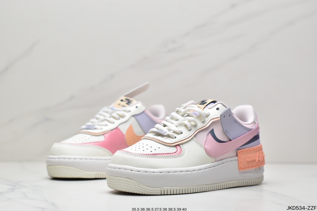 160 公司级Air Force 1 Shadow 白蓝粉轻量增高低帮百搭板鞋”拼接马卡龙” CI0919-106