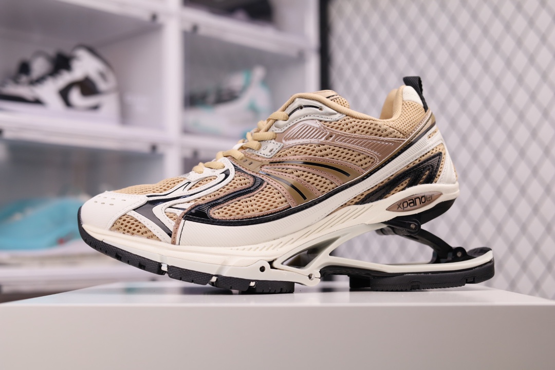 周雨彤同款 Balenciaga  巴黎世家X-Pander 6.0复古弹簧鞋 不含皮革网布和尼龙运动鞋磨损效果悬浮鞋跟设计，40毫米足弓，背面