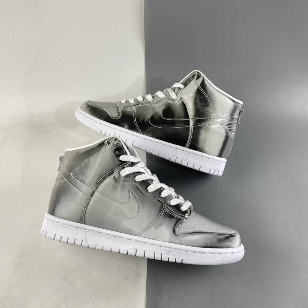 Clot x Nike DuNIKE High ”ICE” Guanxi Joint Metal Silver Flash Card Color Matching High-Top Skateboard Shoes DH4444-900