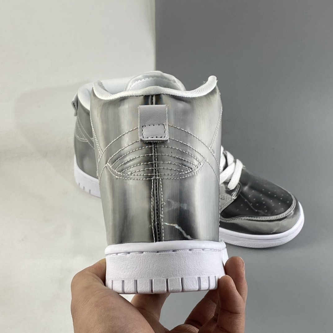 Clot x Nike DuNIKE High ”ICE” Guanxi Joint Metal Silver Flash Card Color Matching High-Top Skateboard Shoes DH4444-900