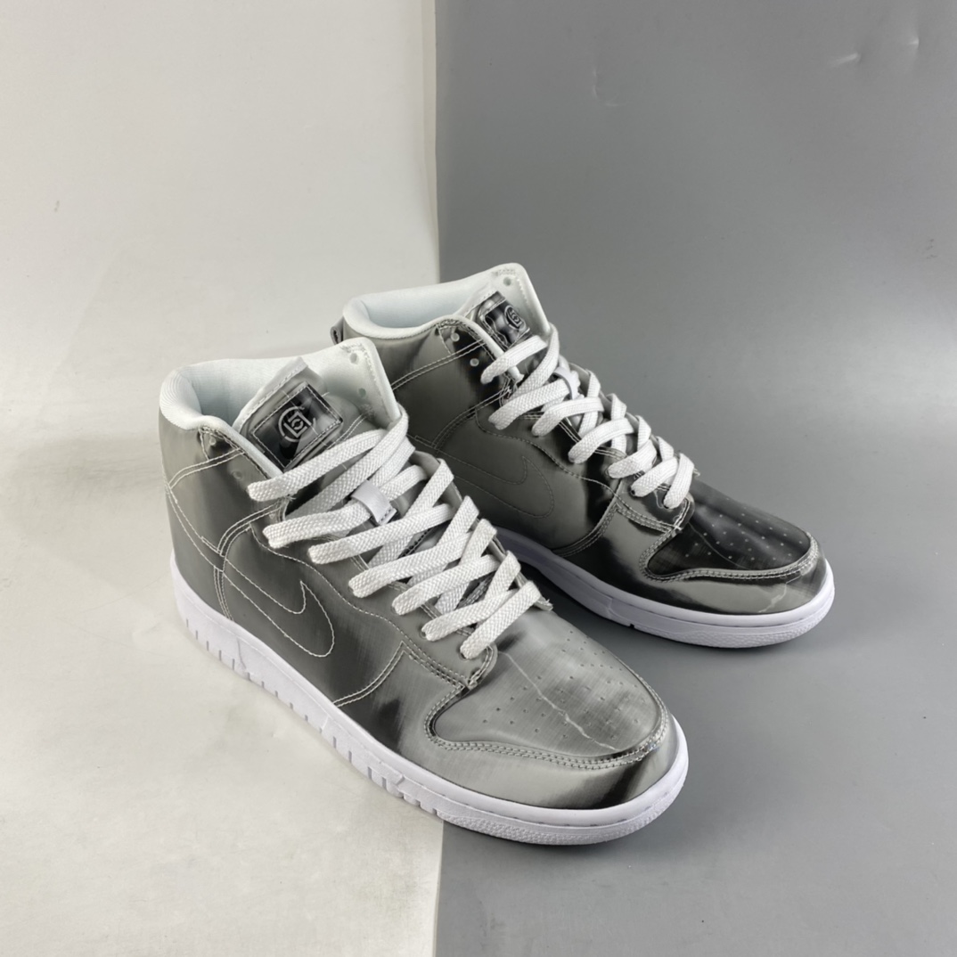 Clot x Nike DuNIKE High ”ICE” Guanxi Joint Metal Silver Flash Card Color Matching High-Top Skateboard Shoes DH4444-900