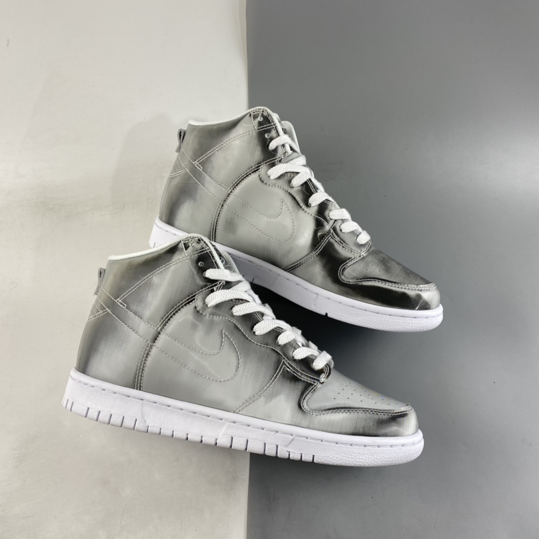 Clot x Nike DuNIKE High ”ICE” Guanxi Joint Metal Silver Flash Card Color Matching High-Top Skateboard Shoes DH4444-900