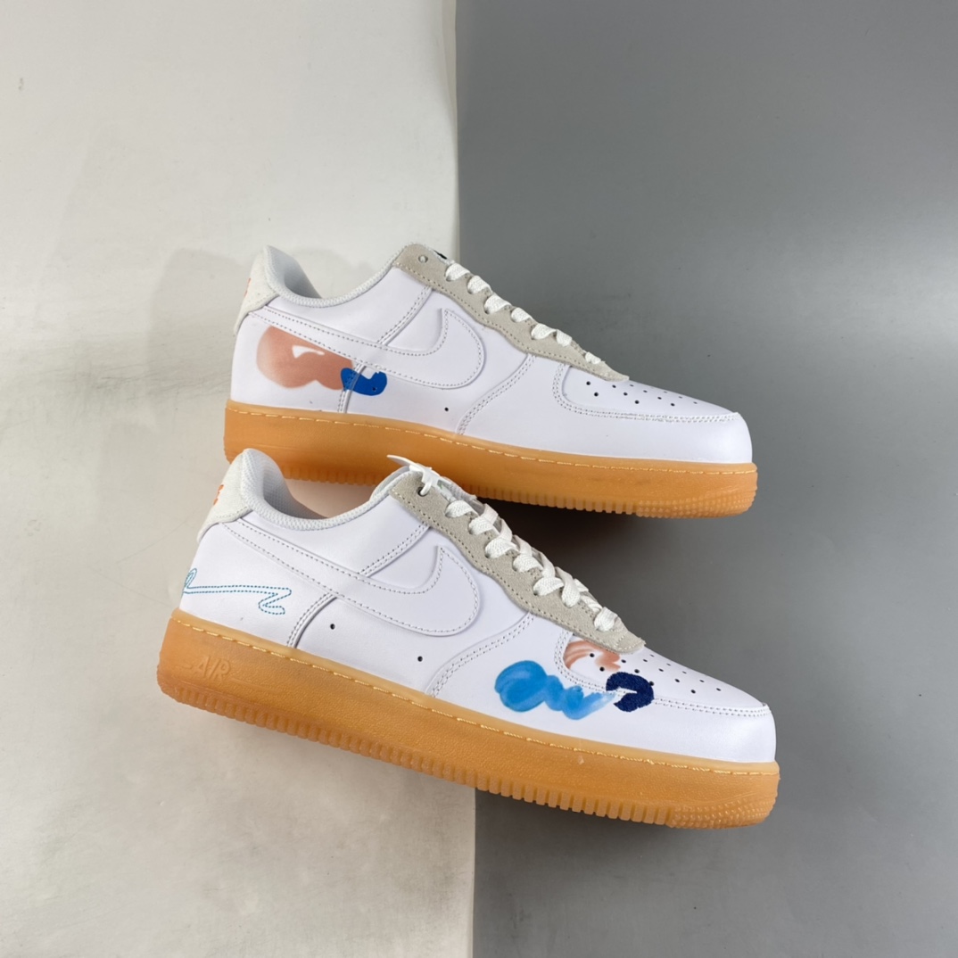 Mayumi Yamase x NIKE Flyleather Air Force 1'07 Low hand-painted graffiti sneakers DB3595-100