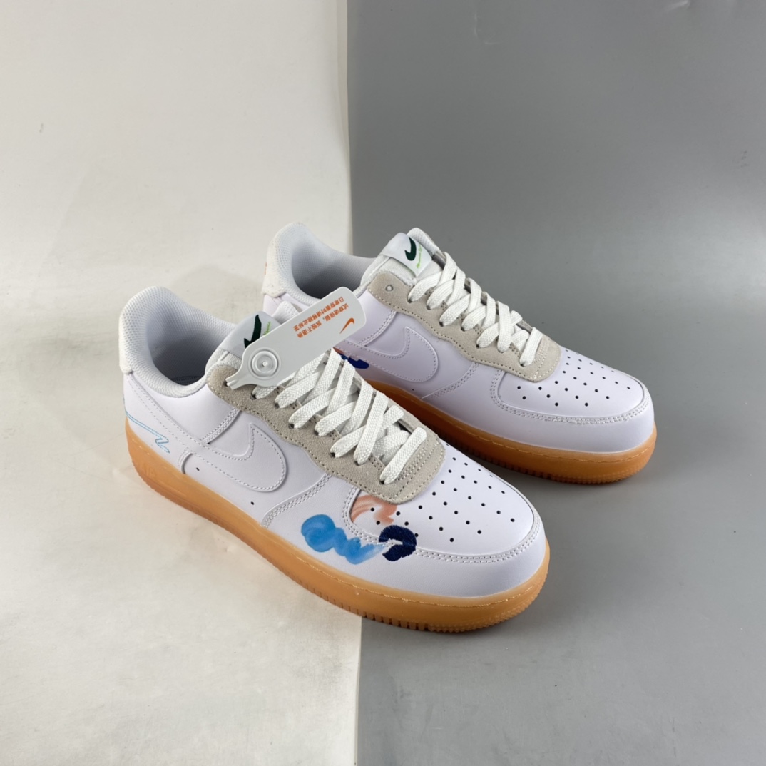 Mayumi Yamase x NIKE Flyleather Air Force 1'07 Low hand-painted graffiti sneakers DB3595-100