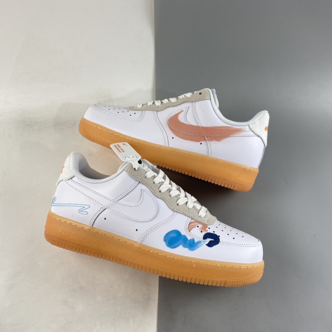 Mayumi Yamase x NIKE Flyleather Air Force 1'07 Low hand-painted graffiti sneakers DB3595-100