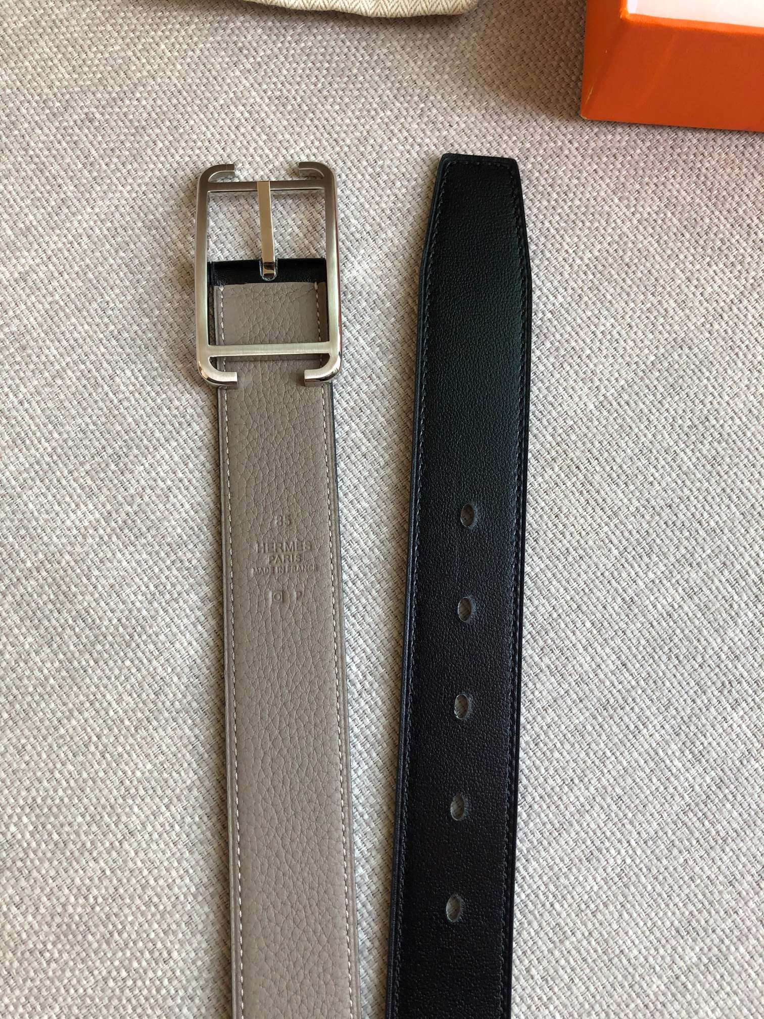 Hermes Society 32 Reversible Belt with Palladium Plated Buckle, Taupe 7 a1645807339253 1860
