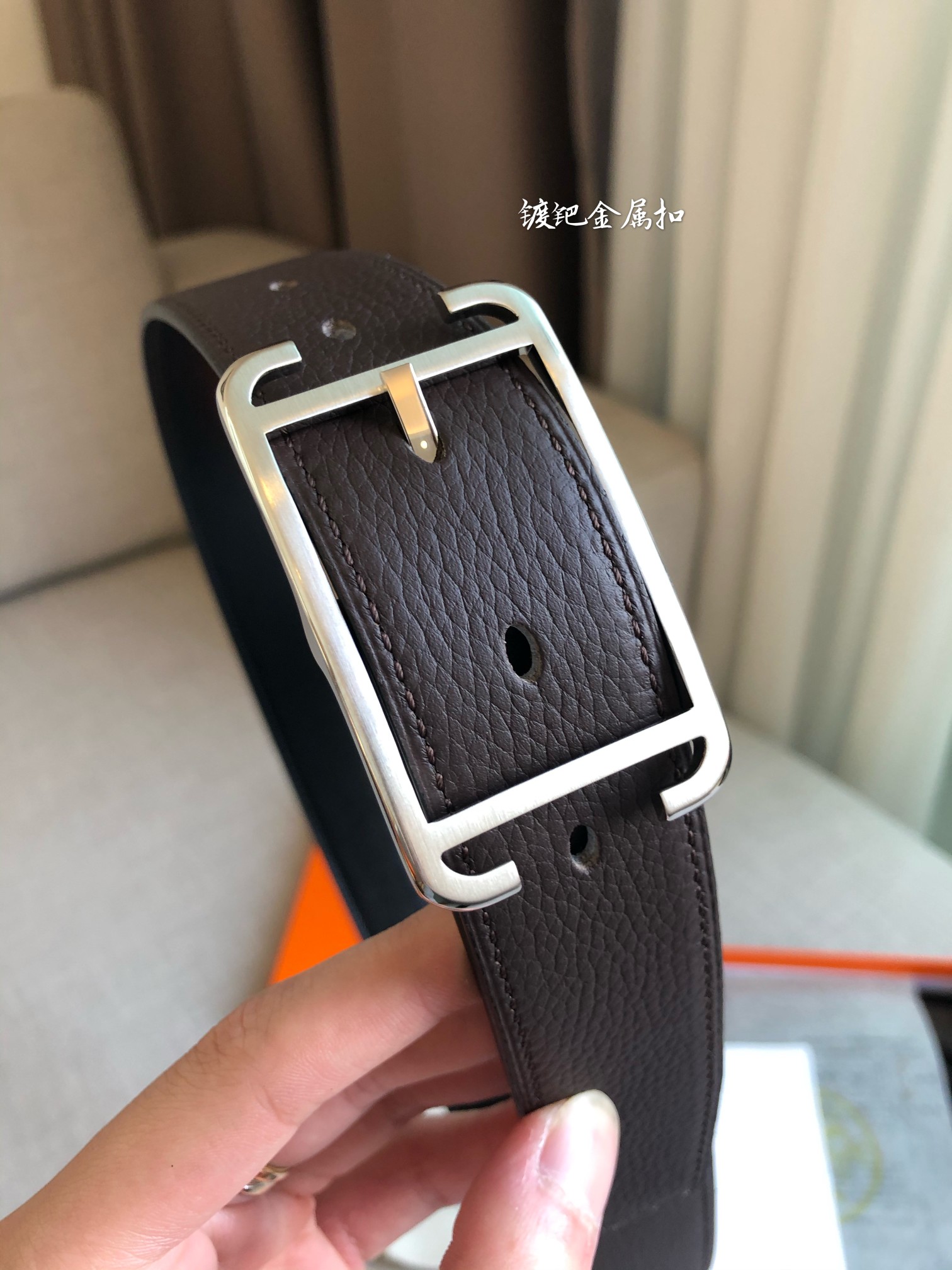 Hermes Society 32 Reversible Belt with Palladium-Plated Buckle, Brown/Black 3 a1645807389827 2016