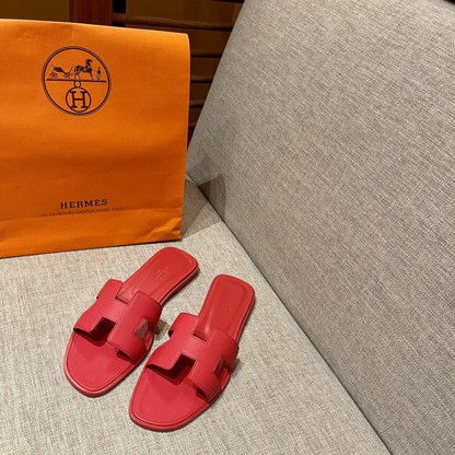 Hermes Shoes Slippers Red Sewing Epsom Summer Collection