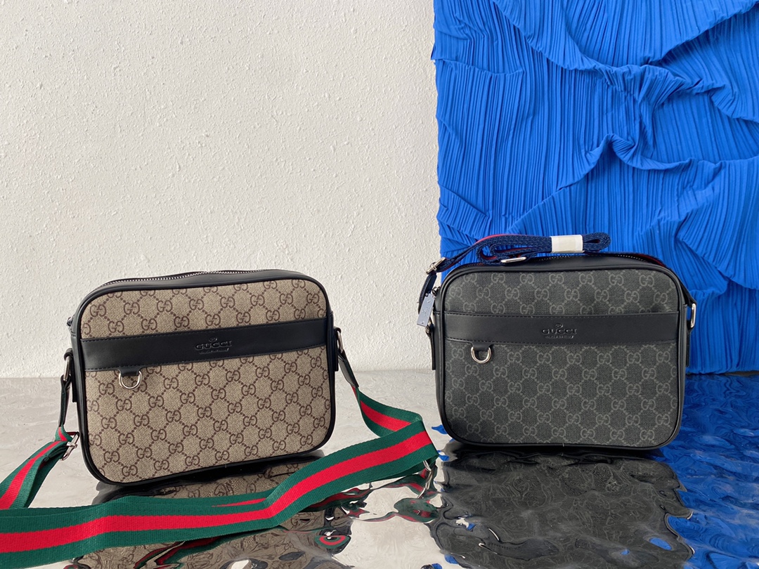 I5  Gucci 古奇   GG印花单肩包 男士斜挎包 相机包采用精湛镶嵌细工，实物拍摄 原厂原版面料 配送小票 防尘布袋礼盒 24 x 19 cm。