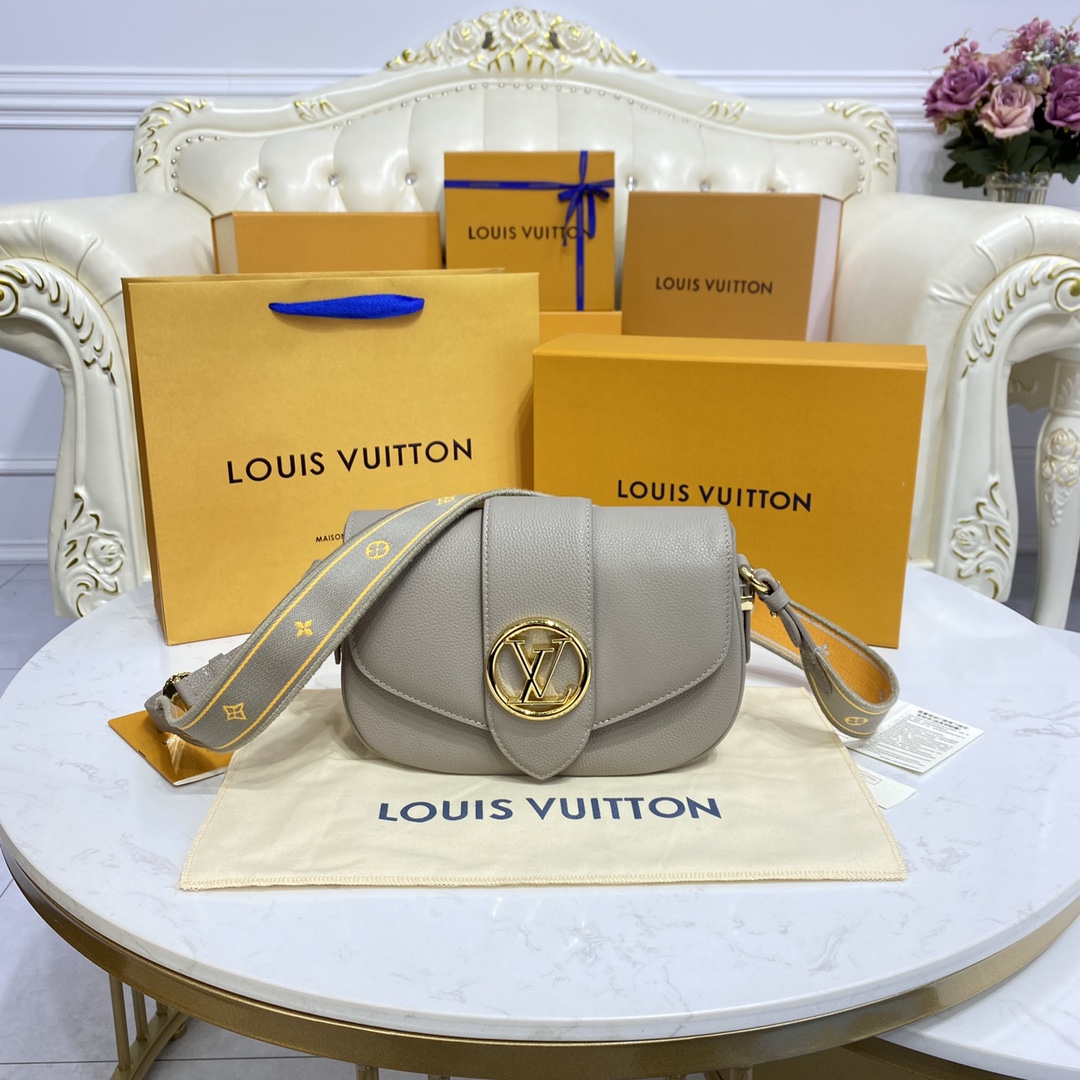 Louis Vuitton LV Pont Handbags Messenger Bags Black Blue Caramel Grey Lychee Pattern Calfskin Cowhide M58967