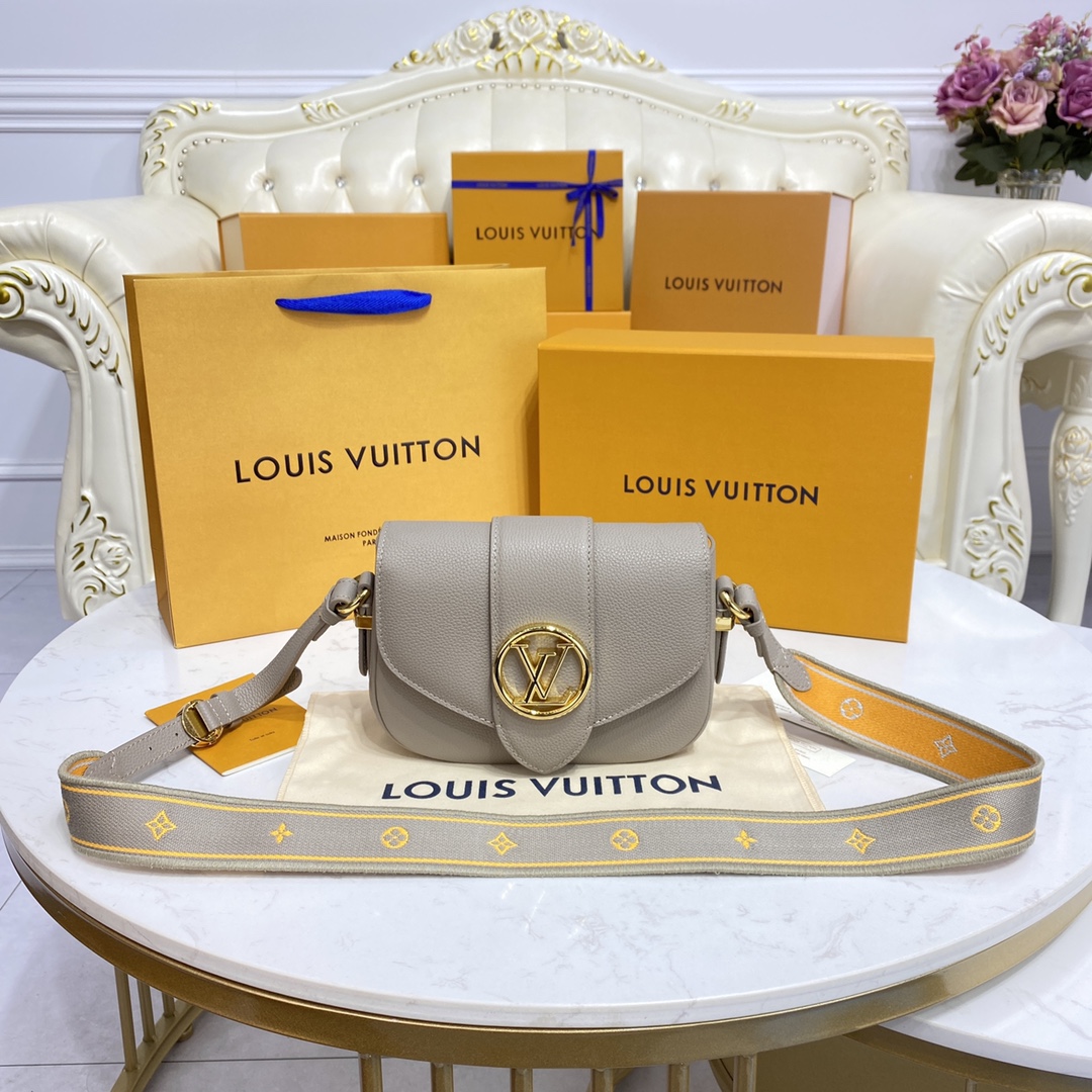 Louis Vuitton LV Pont Handbags Messenger Bags Black Blue Caramel Grey Lychee Pattern Calfskin Cowhide M58727