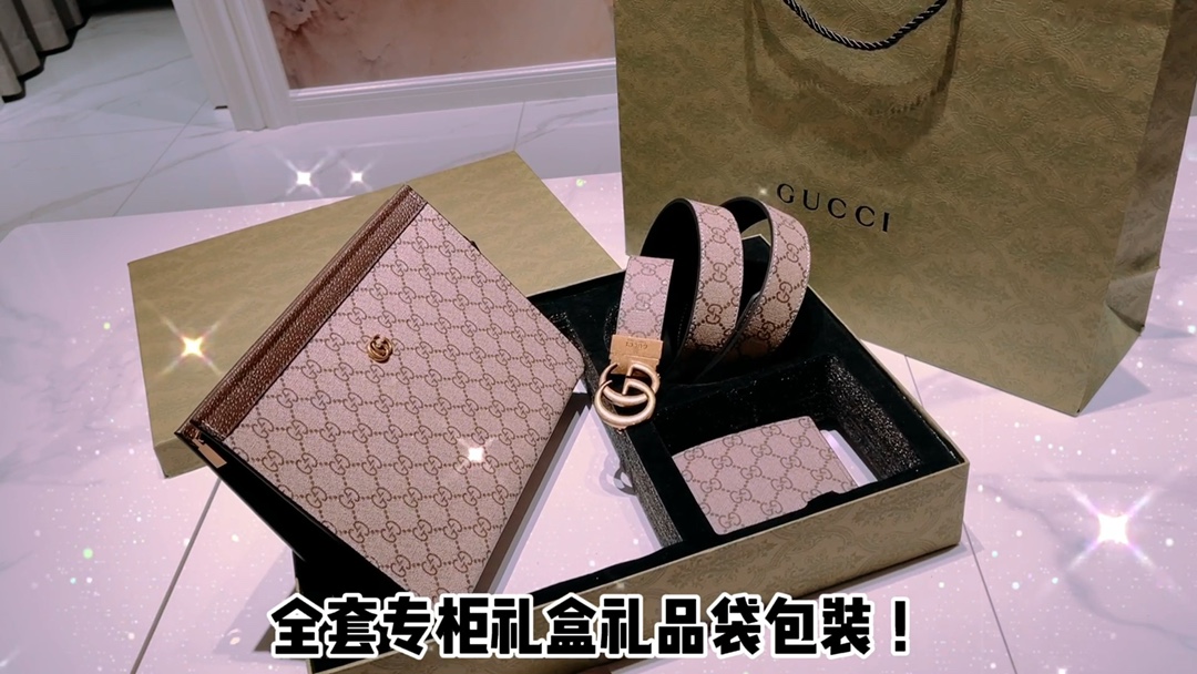 GUCCI 礼盒套装 手包皮带钱包 手包 规格：26-20-6cm 皮带 一带一扣 材质：原版精致精装礼品盒 包装如图 高端狠货 配送：海关贴发票全套包装 承接公司各种活动订制 价格美丽 量大来谈 常年有货 送礼自留皆宜