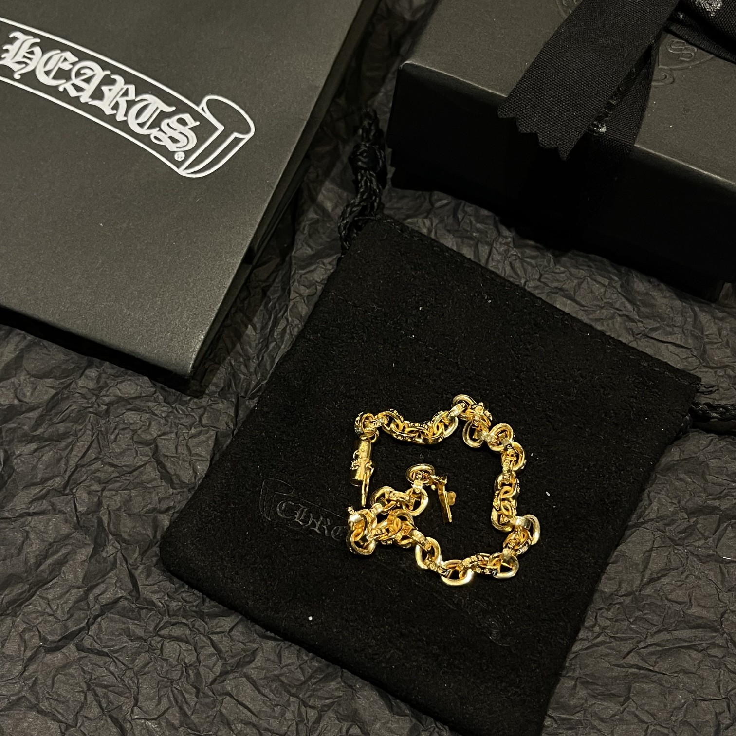 Chrome Hearts 𝐂𝐡𝐫𝐨𝐦𝐞 𝐡𝐞𝐚𝐫𝐭𝐬克罗心22k镀金CH字母手链