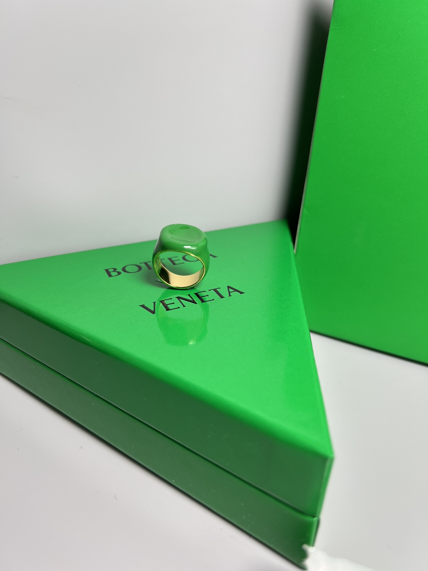 p220. BV hand-made green grass plating 18K silver ring - 图片 6