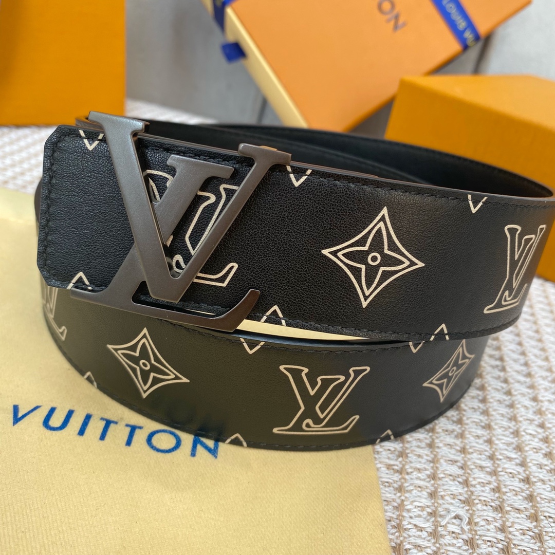 High Quality Replica Designer
 Louis Vuitton Belts Black Men Calfskin Cowhide Raffia