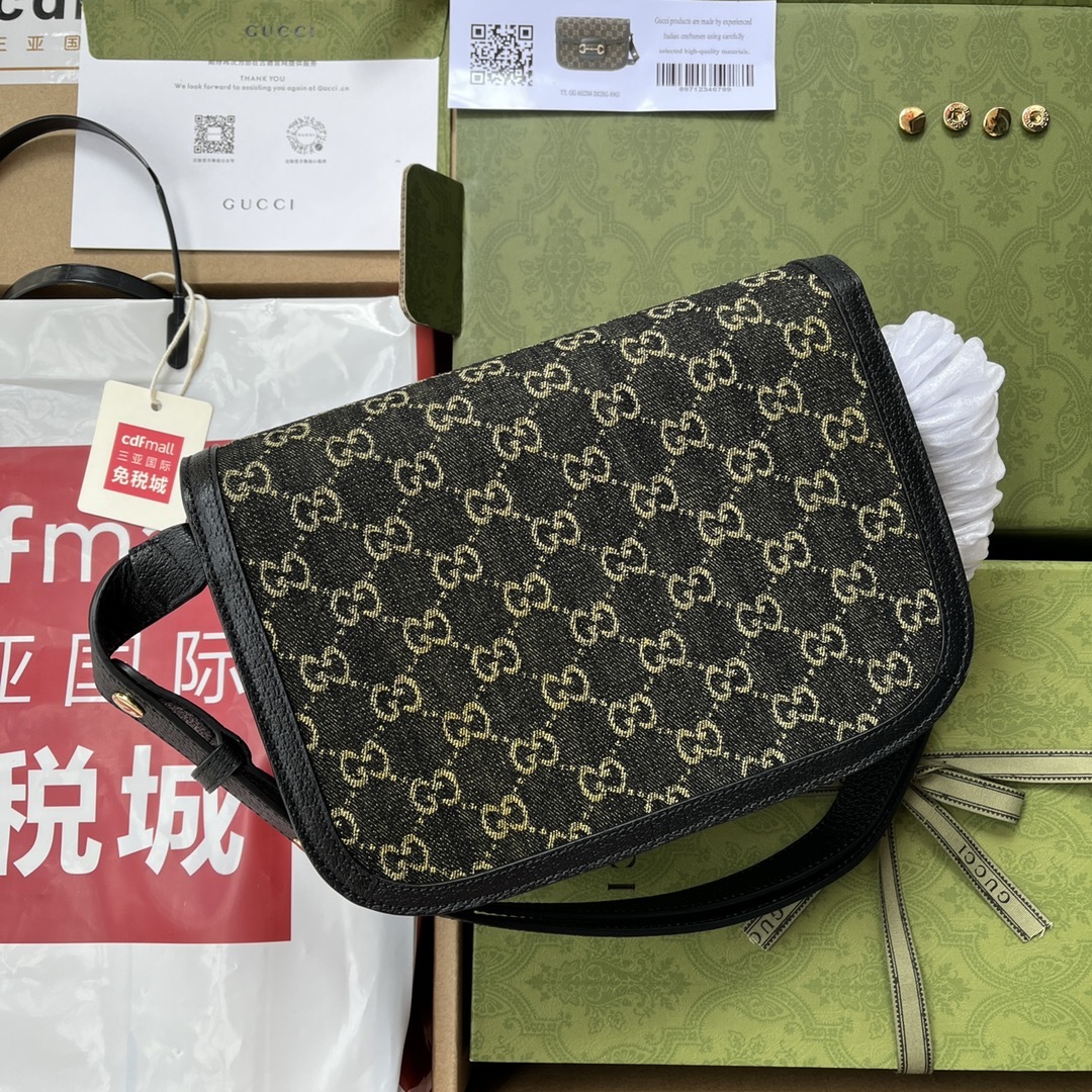 原厂皮配置全套包装三亚免税店礼袋Gucc”1955HorsebitBag!经典的马衔扣+Monogram