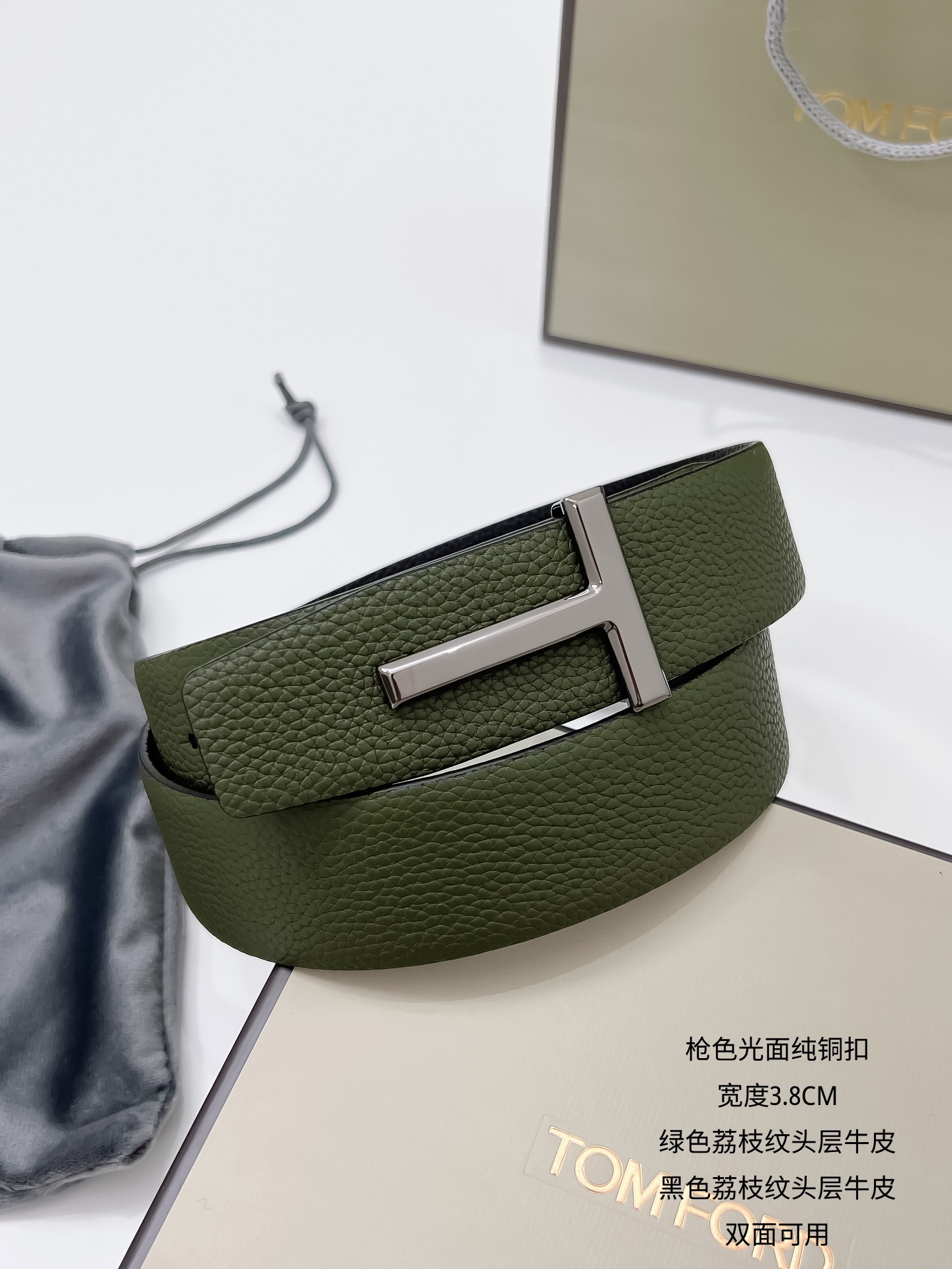 NO:336832,Tom Ford Original Single Product Width 3.8cm Classic lychee pattern head layer cowhide, two-color combination, double-sided available. Classic T-shaped pure copper buckle (optional in multiple colors), belt, cowhide19860909汤姆福特 原单货品 宽度 3.8cm  经典荔枝纹头层牛皮,双色搭配,双面可用. 经典T字形纯铜扣头（多色可选）,皮带,cowhide,Belt