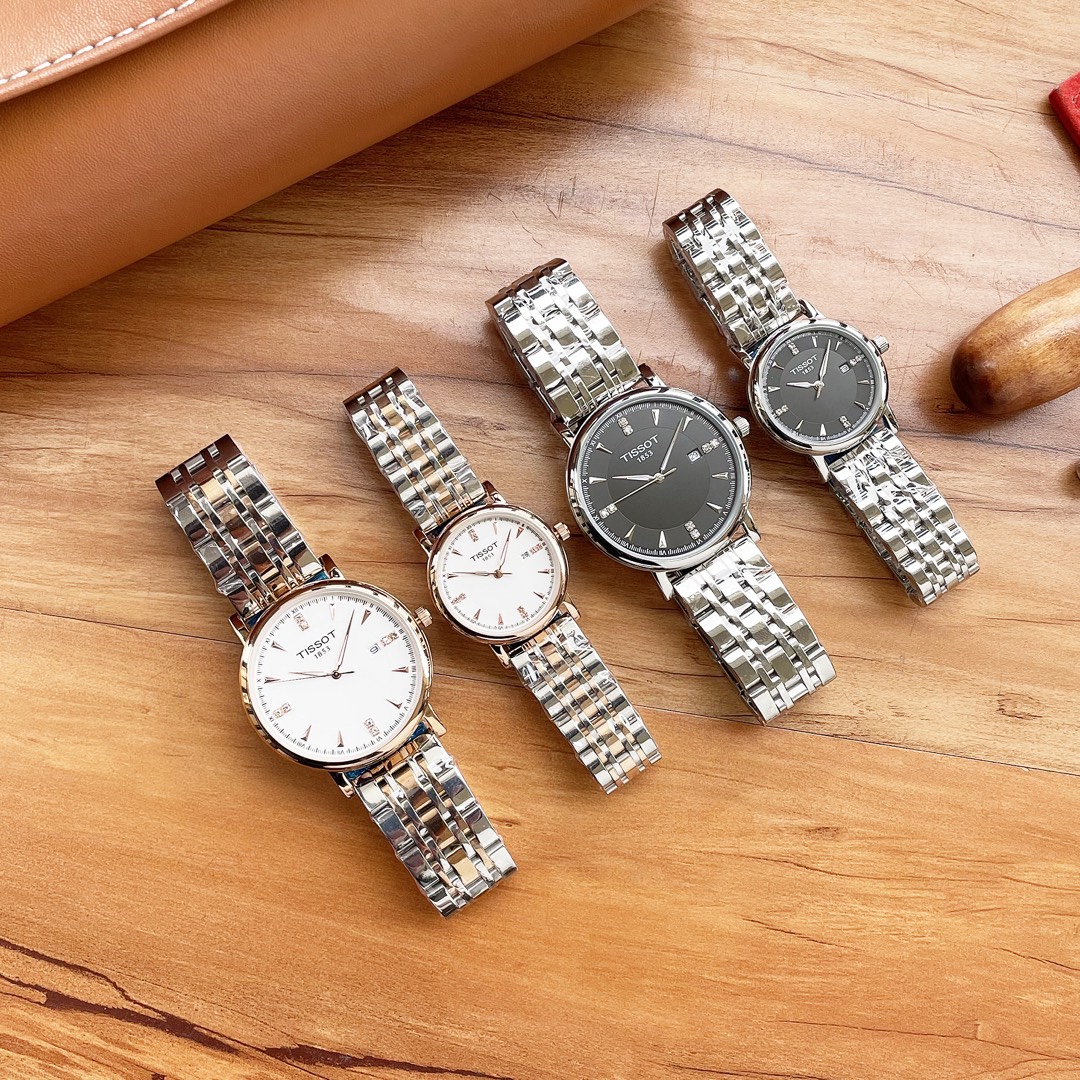 J5    天梭 Tissot  情侣对表 原装进口石英机芯 矿物质玻璃镜面 316L精钢表壳 直径男40mm女30mm 厚8mm如果今天的阳光停止了它耀眼的光芒。那么你的一个微笑，将照亮我的整个世界