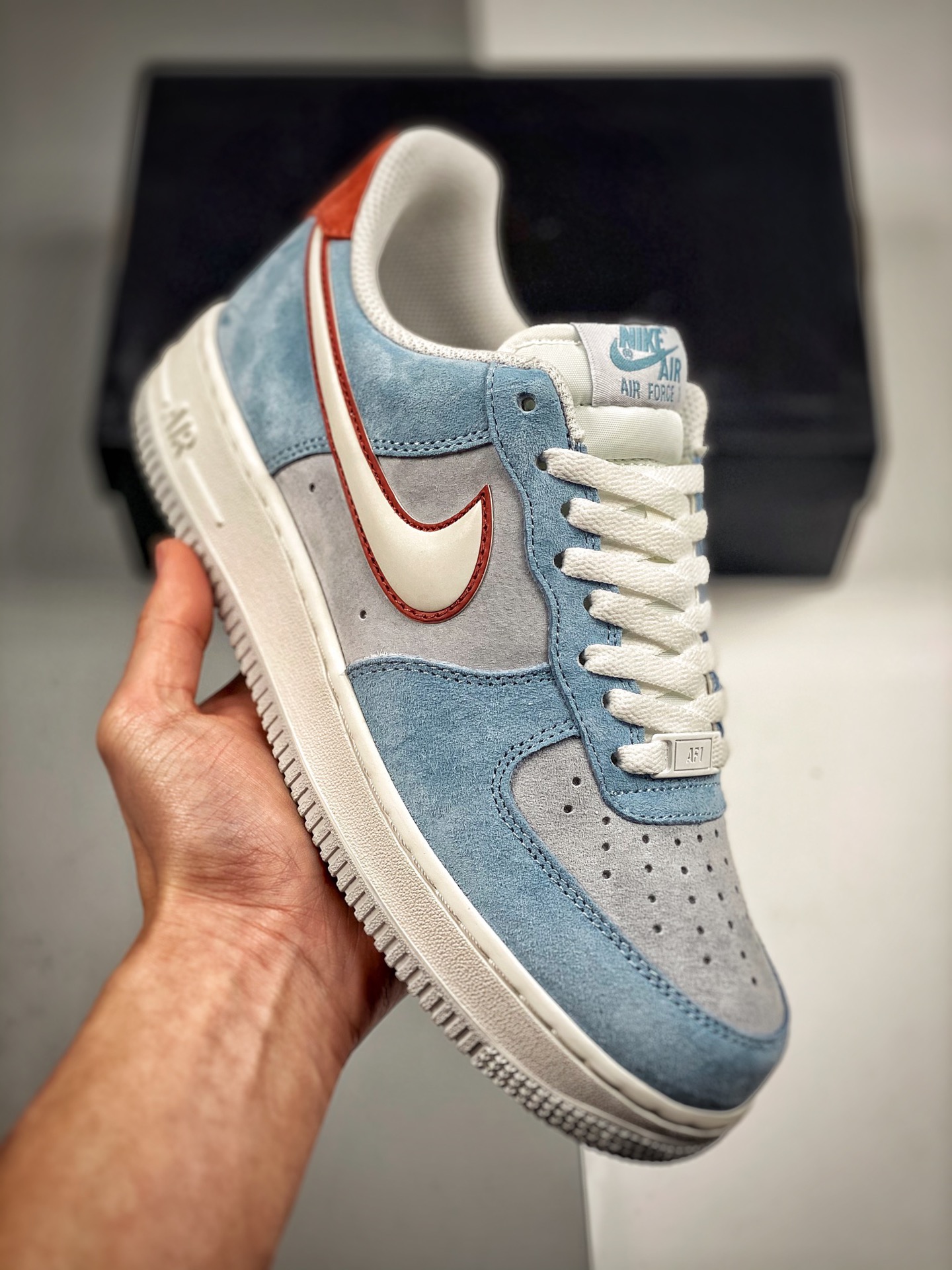 Nk Air Force 1 Low '07 rojo vino y azul, horma original y plantilla original, crea el estilo auténtico de Air Force, en…