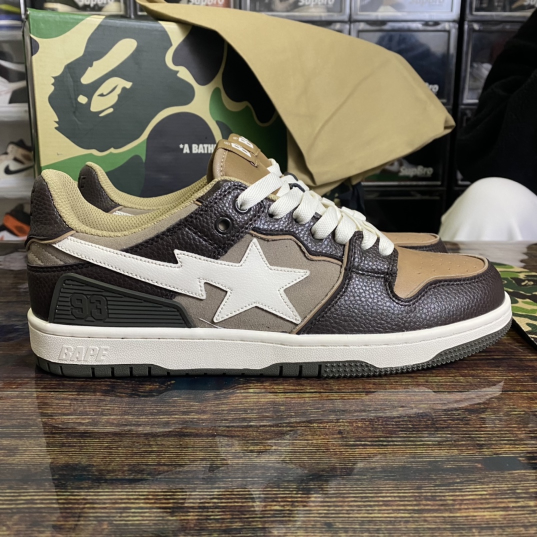 bape sk8 marrón gris, zapatillas bajas Bape Sk& Sta marrón gris #Ouyang Nana mismo estilo # Tamaño: 36-475 (i…