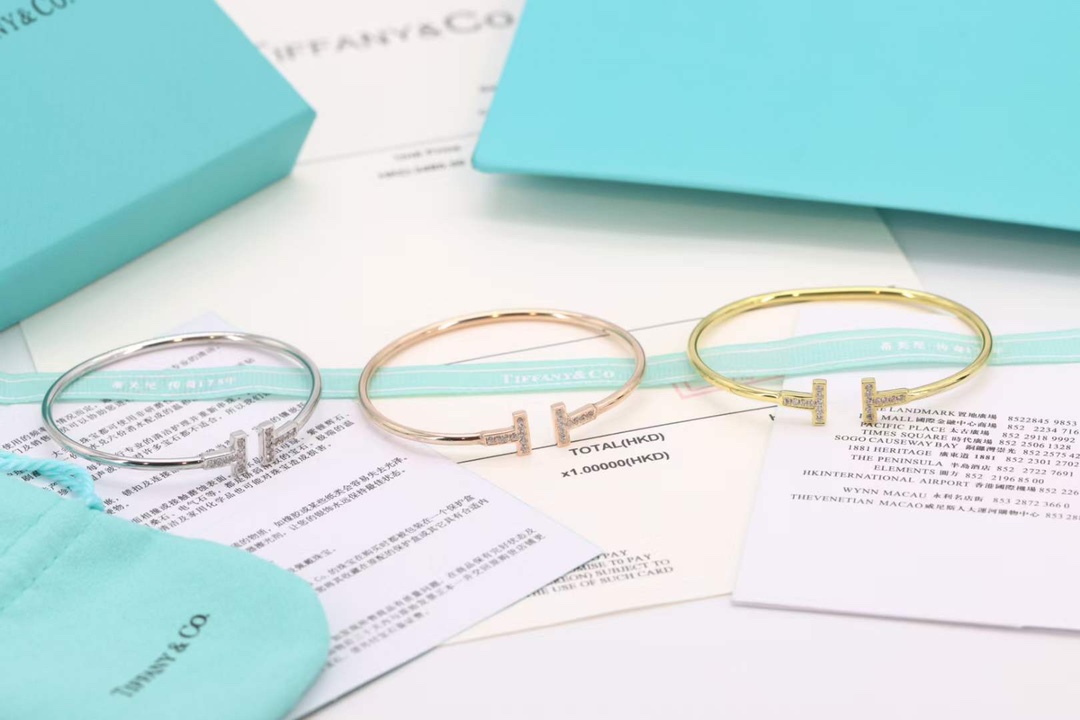 Tiffany & Co. Tiffany&Co.蒂芙尼 满钻双T手镯