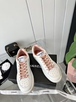 Chanel Skateboard Shoes White Lychee Pattern Cowhide Lambskin Sheepskin TPU Spring Collection Casual