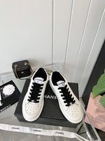 Chanel Skateboard Shoes White Lychee Pattern Cowhide Lambskin Sheepskin TPU Spring Collection Casual