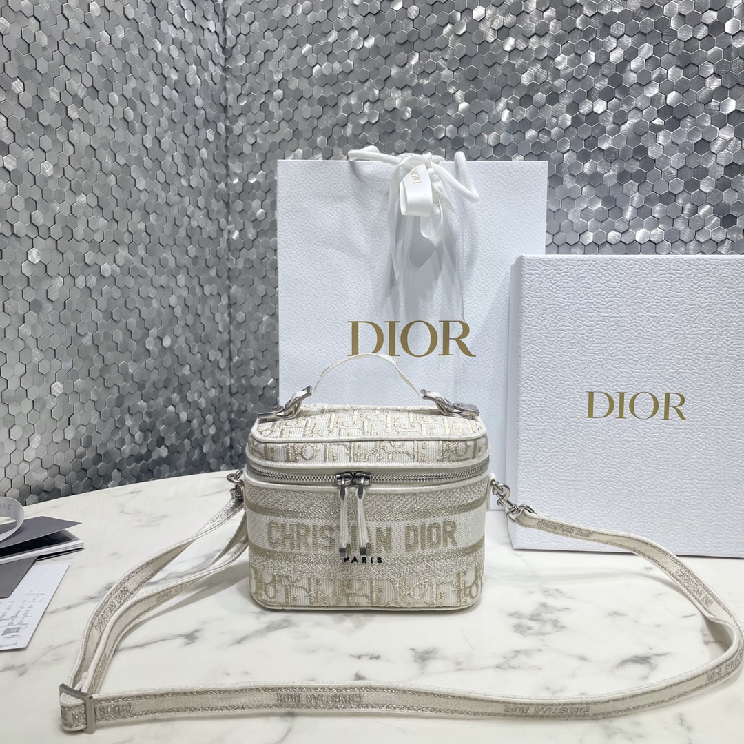Dior Handbags Cosmetic Bags Embroidery Oblique