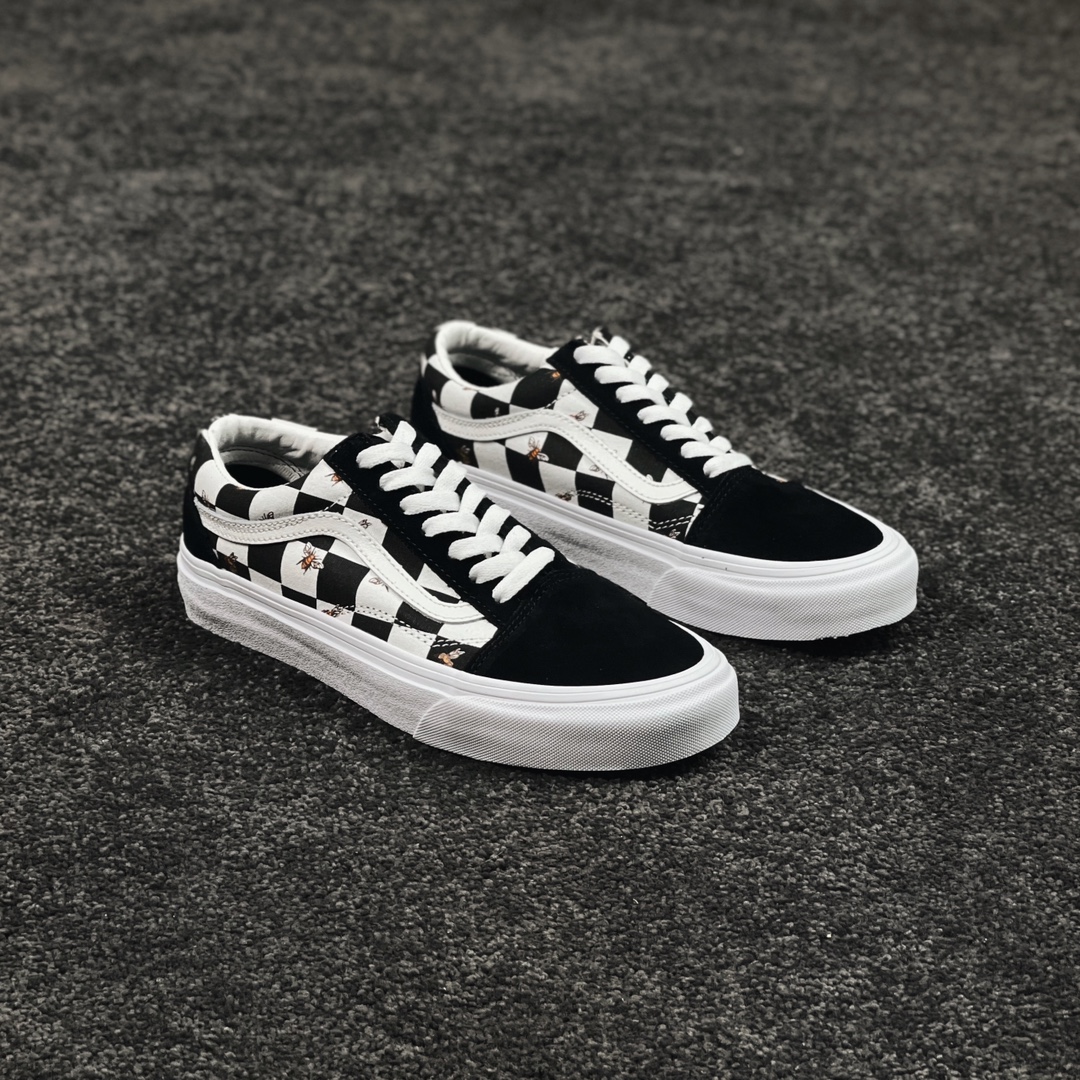 G0 Vans Old Skool 黑白大棋盘格小蜜蜂 官网正确版 质感拉满 巨百搭 夏天的味道 经典系列 低帮硫化板鞋