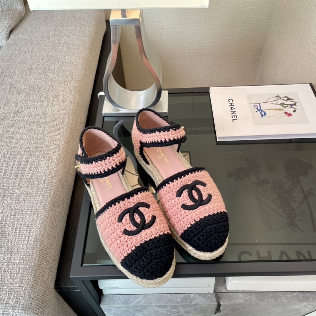 Chanel 23 Resort Espadrille Sandals, Pink & Black Crochet, Sizes 35-40 9 i1646229894 9429 7