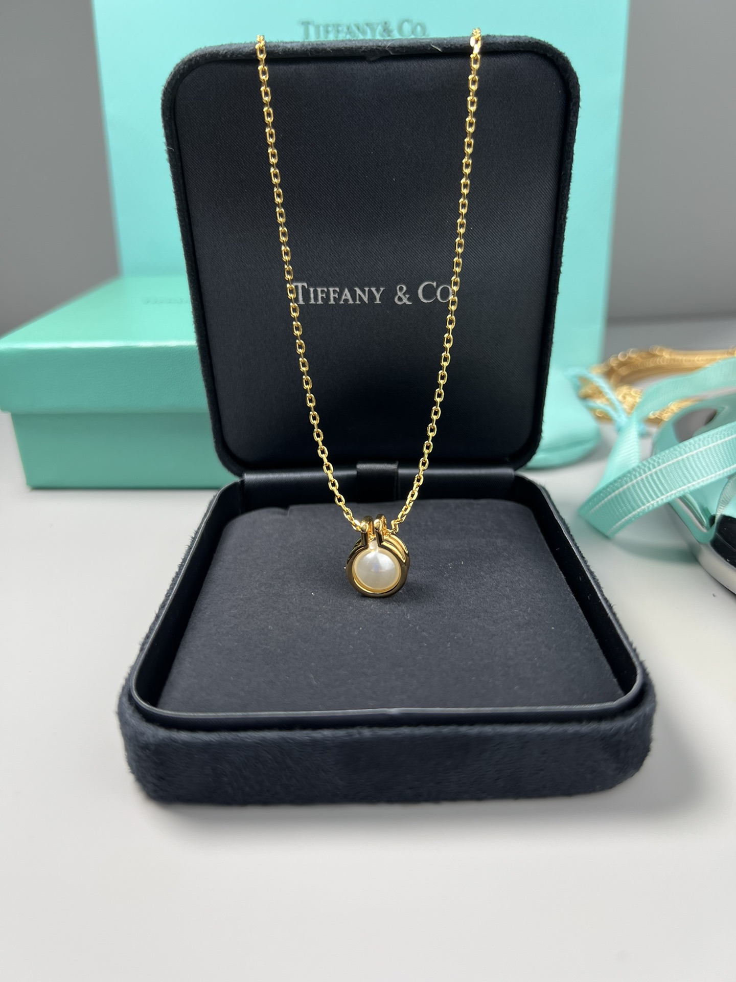 Tiffany & Co. 蒂芙尼 此款圈形项链镶嵌彩虹光泽的珍珠母贝