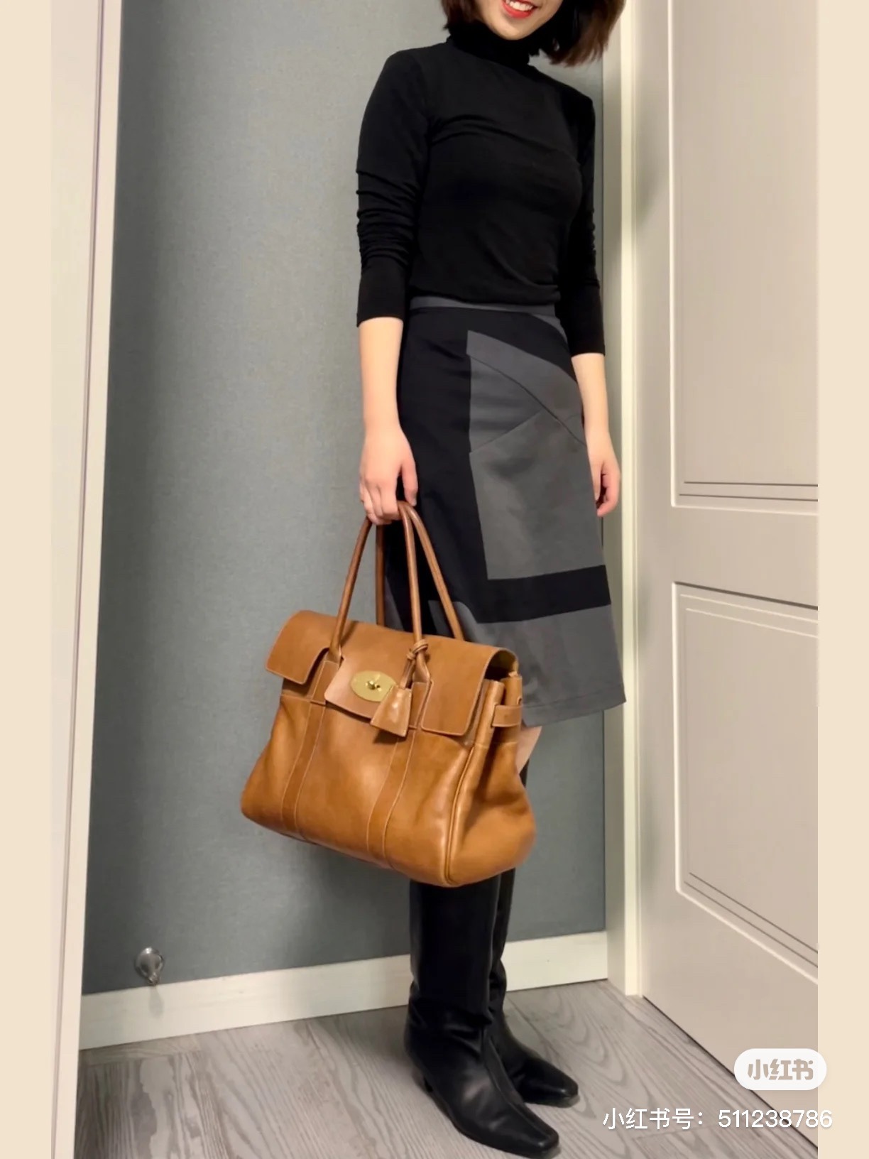 Mulberry Classic oak color waxed leather large size