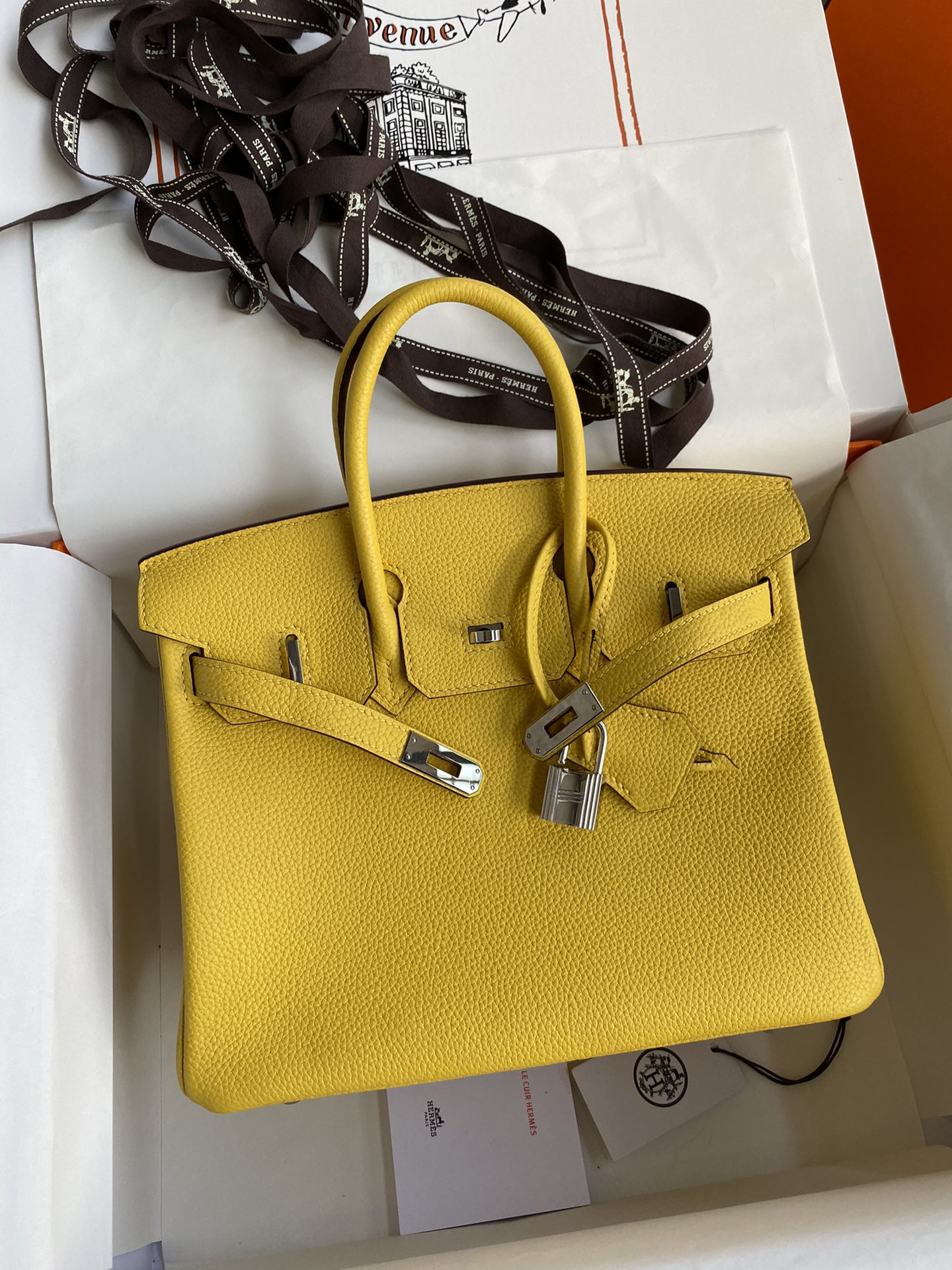 Shop Cheap High Quality 1:1 Replica
 Hermes Birkin Bags Handbags New Designer Yellow Silver Hardware