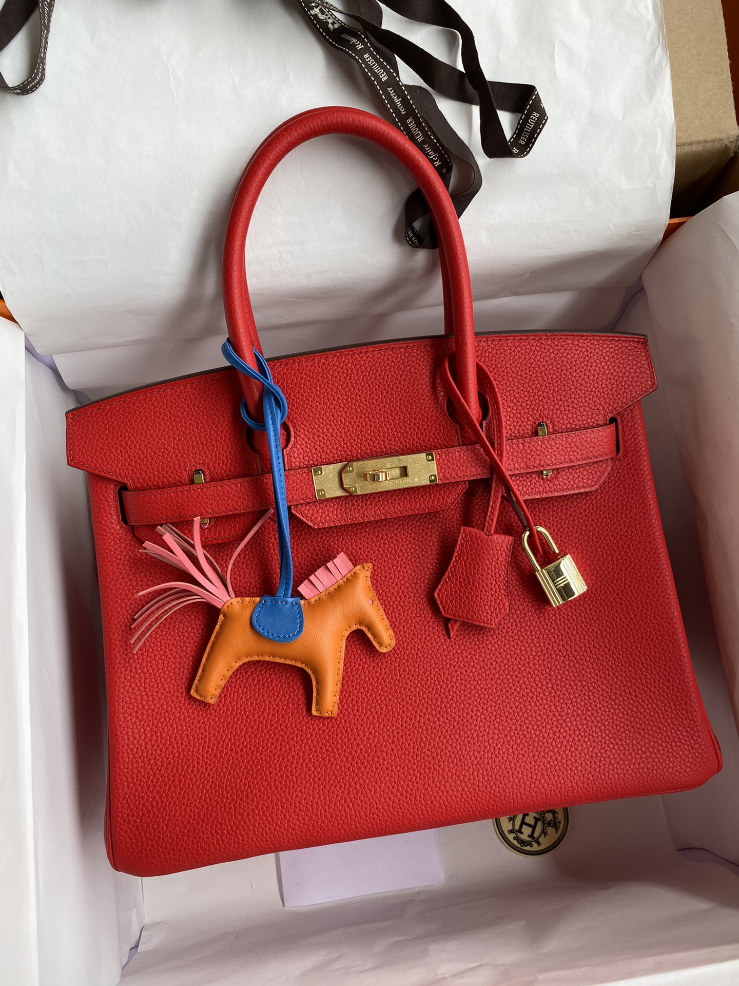 Hermes Birkin Bags Handbags Red Sewing Silver Hardware Calfskin Cowhide