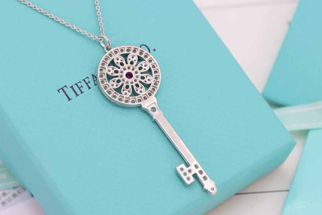 Tiffany & Co. Tiffany&Co. 红钻太阳花钥匙项链 925纯银