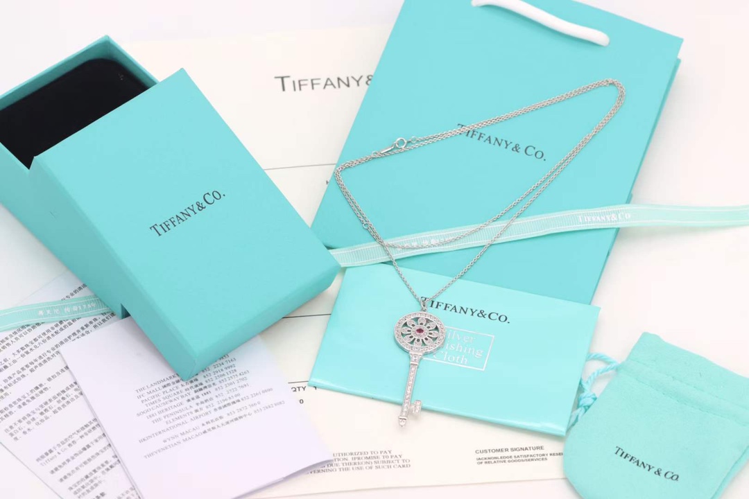 Tiffany & Co. Tiffany&Co. 红钻太阳花钥匙项链 925纯银