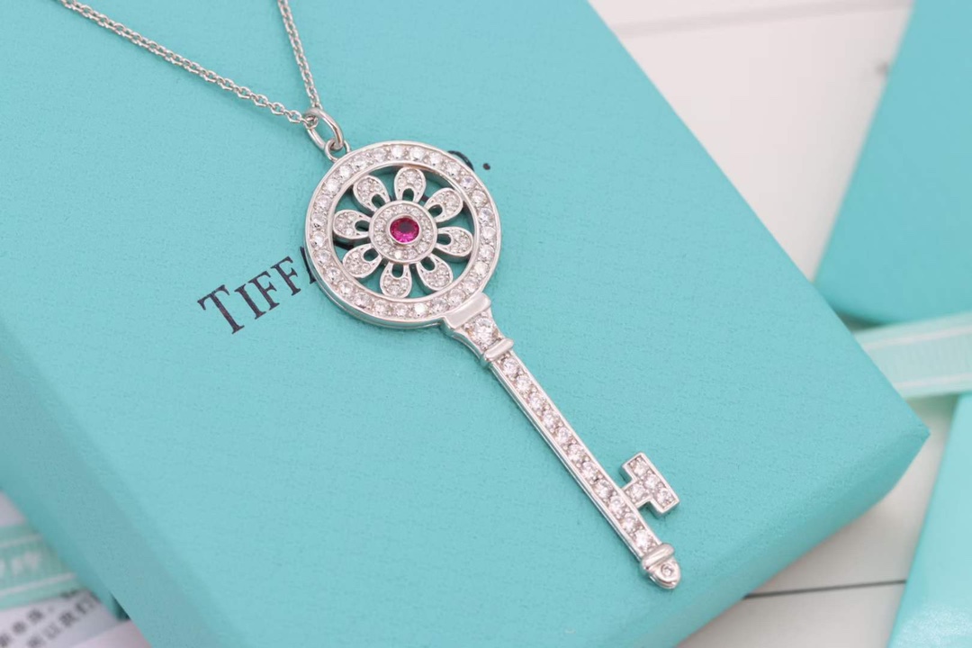 Tiffany & Co. Tiffany&Co. 红钻太阳花钥匙项链 925纯银